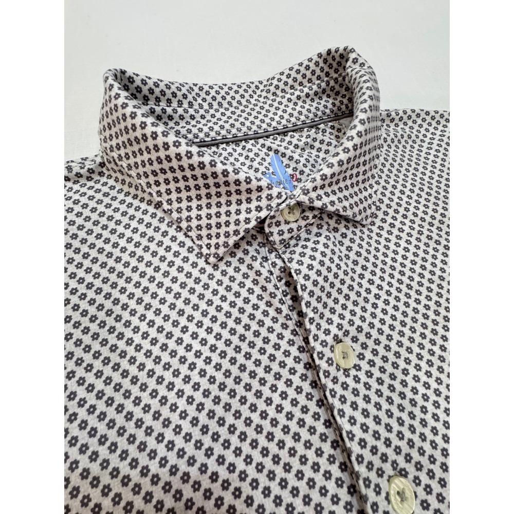 Johnnie-O Tegan Featherweight Polo Shirt Gray Floral JMPO5300 Mens XL